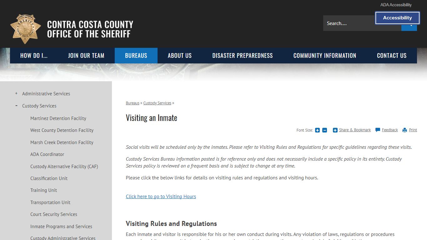 Visiting an Inmate | Contra Costa Sheriff, CA